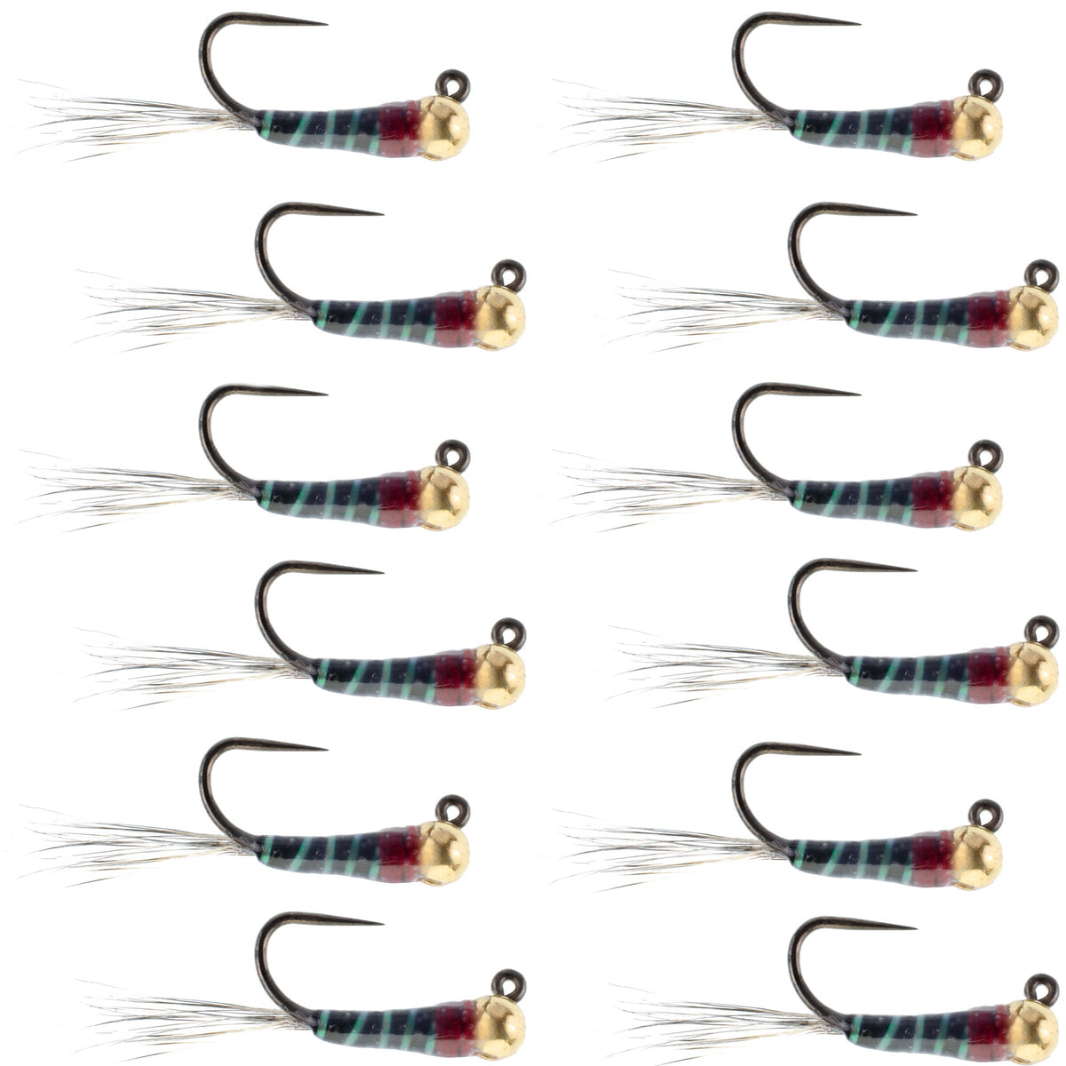 Tungsten Black Perdigon Tactical Jig Czech Euro Nymph - 12 Flies Size 14